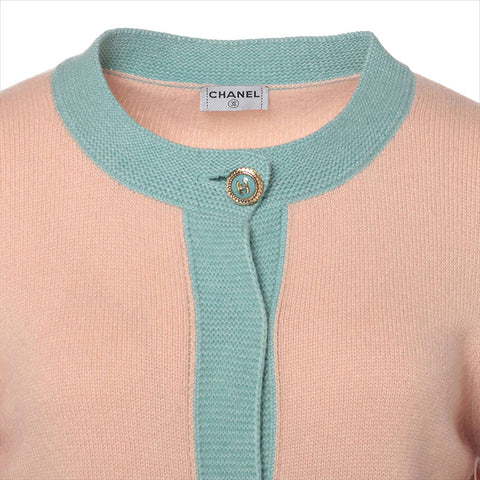 CHANEL cashmere COCO Mark button cardigan pink WS15432