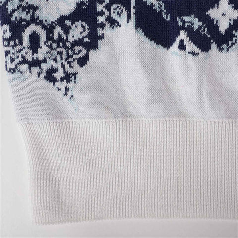 LOUIS VUITTON Size:L Monogram Bandana Knit 22AW knit White x navy WS15434