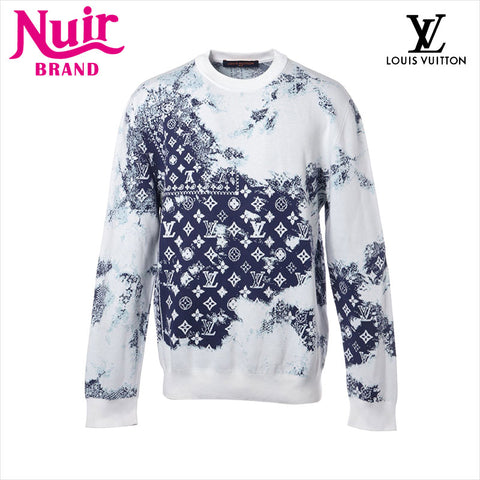LOUIS VUITTON Size:L Monogram Bandana Knit 22AW knit White x navy WS15434