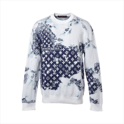 LOUIS VUITTON Size:L Monogram Bandana Knit 22AW knit White x navy WS15434