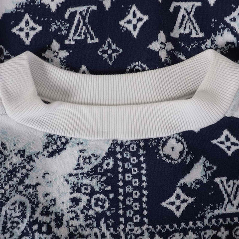 LOUIS VUITTON Size:L Monogram Bandana Knit 22AW knit White x navy WS15434