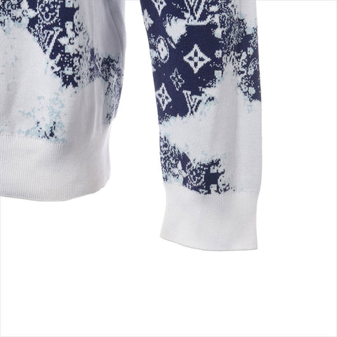 LOUIS VUITTON Size:L Monogram Bandana Knit 22AW knit White x navy WS15434