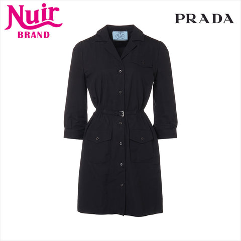 PRADA Size:36 Mini Dress Poplin 2024 one piece black WS15435