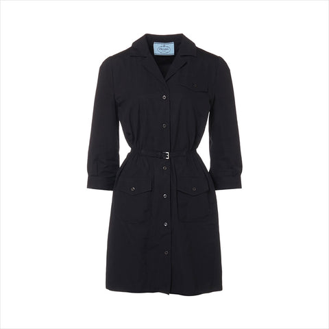 PRADA Size:36 Mini Dress Poplin 2024 one piece black WS15435