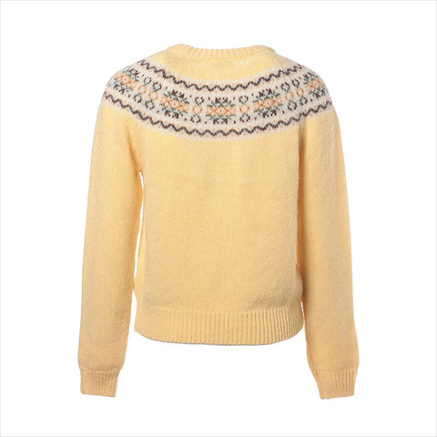 CELINE Size: M Crew neck sweater 2024AW logo knit yellow WS15441