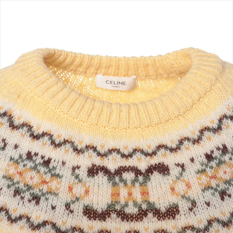CELINE Size: M Crew neck sweater 2024AW logo knit yellow WS15441