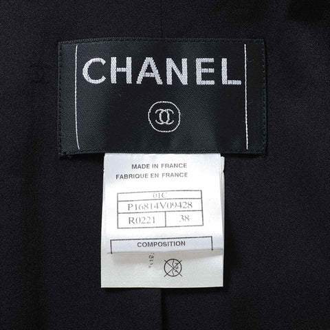 CHANEL Size:38 Border Camellia Cotton x Wool 01C Made in 2001 coat black WS15445