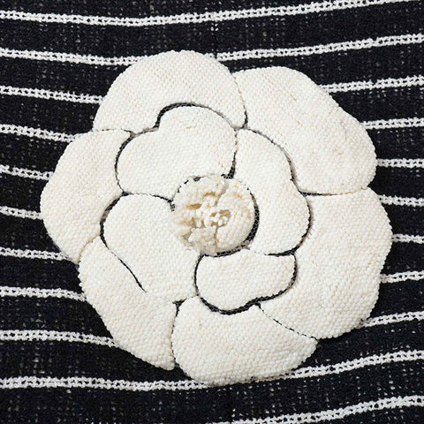 CHANEL Size:38 Border Camellia Cotton x Wool 01C Made in 2001 coat black WS15445