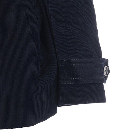 美品 プラダ PRADA Size:38 コーデュロイ ボア ダッフル コート ネイビー WS15449