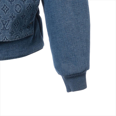 LOUIS VUITTON 23Stainless Steel Monogram Padded Puffer Denim Jacket blue WS15459