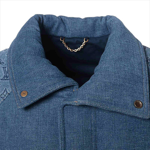 LOUIS VUITTON 23Stainless Steel Monogram Padded Puffer Denim Jacket blue WS15459