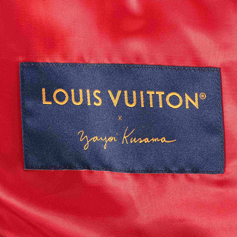 LOUIS VUITTON x Yayoi Kusama 23Stainless Steel Size:46 Sleeve Monogram Leather Stadium Jacket Blouson Jacket Red WS15460