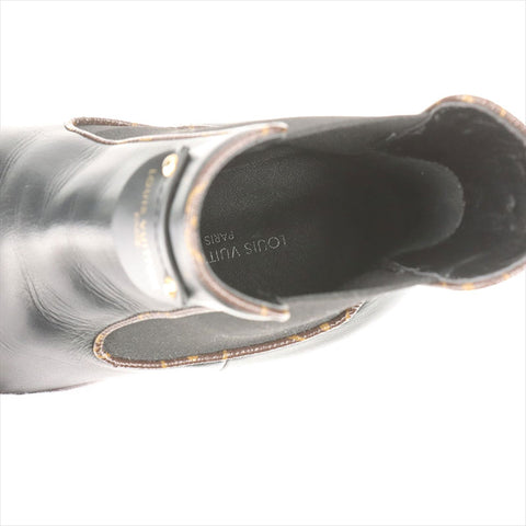 LOUIS VUITTON LV Bobur Line 23 Leather Side Gore Boots Size 36 LS0263 Monogram LV Logo boots black WS15462