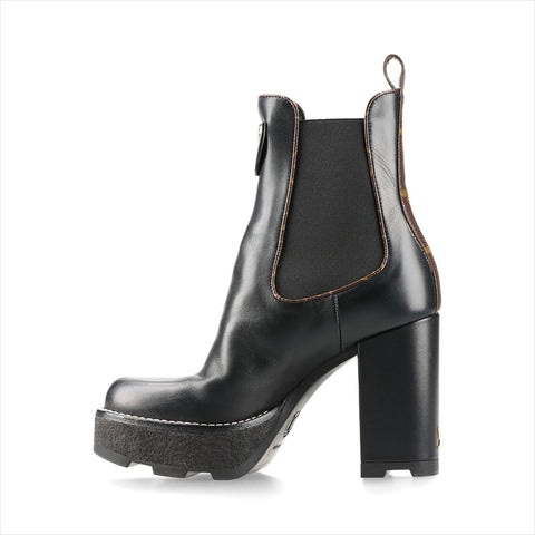 LOUIS VUITTON LV Bobur Line 23 Leather Side Gore Boots Size 36 LS0263 Monogram LV Logo boots black WS15462