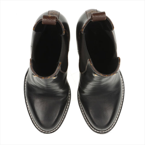 LOUIS VUITTON LV Bobur Line 23 Leather Side Gore Boots Size 36 LS0263 Monogram LV Logo boots black WS15462