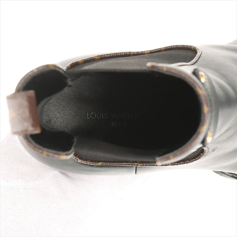 LOUIS VUITTON LV Bobur Line 23 Leather Side Gore Boots Size 36 LS0263 Monogram LV Logo boots black WS15462