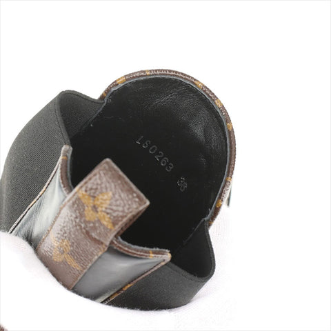 LOUIS VUITTON LV Bobur Line 23 Leather Side Gore Boots Size 36 LS0263 Monogram LV Logo boots black WS15462