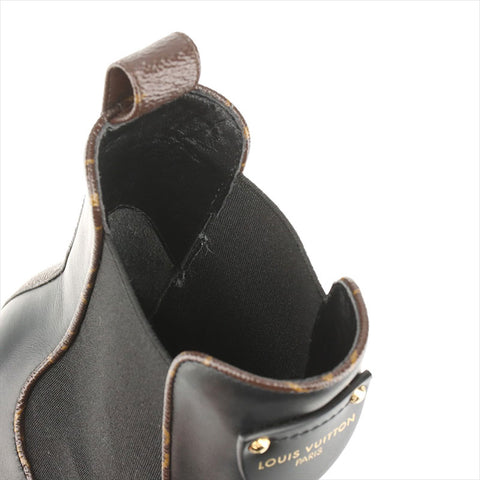 LOUIS VUITTON LV Bobur Line 23 Leather Side Gore Boots Size 36 LS0263 Monogram LV Logo boots black WS15462