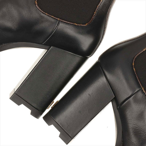 LOUIS VUITTON LV Bobur Line 23 Leather Side Gore Boots Size 36 LS0263 Monogram LV Logo boots black WS15462