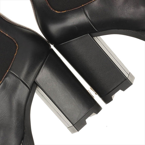 LOUIS VUITTON LV Bobur Line 23 Leather Side Gore Boots Size 36 LS0263 Monogram LV Logo boots black WS15462