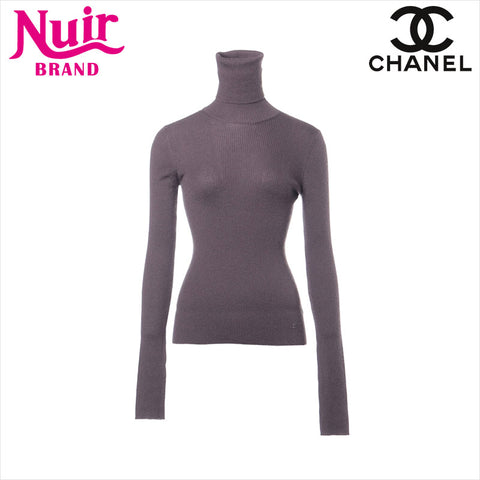CHANEL Size:38 cashmere high neck 05A 2005 knit purple WS15472