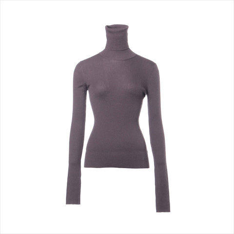 CHANEL Size:38 cashmere high neck 05A 2005 knit purple WS15472