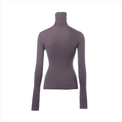 CHANEL Size:38 cashmere high neck 05A 2005 knit purple WS15472