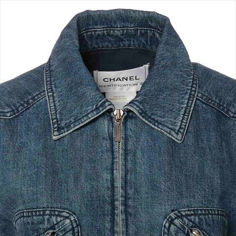 CHANEL Size:42 Denim Blouson 00A 2000 Jacket blue WS15475