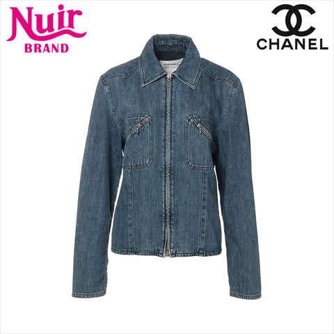 CHANEL Size:42 Denim Blouson 00A 2000 Jacket blue WS15475