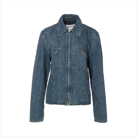 CHANEL Size:42 Denim Blouson 00A 2000 Jacket blue WS15475