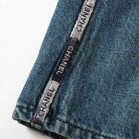 CHANEL Size:42 Denim Blouson 00A 2000 Jacket blue WS15475