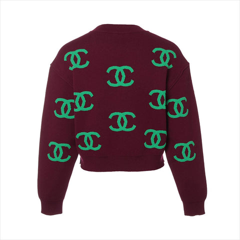 CHANEL Size:34 COCO Mark cashmere 21Stainless Steel knit purple WS15478