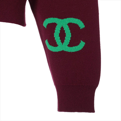 CHANEL Size:34 COCO Mark cashmere 21Stainless Steel knit purple WS15478