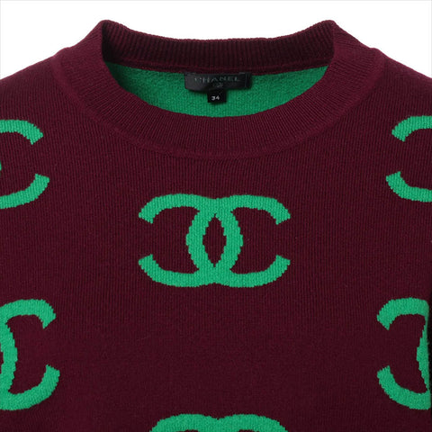 CHANEL Size:34 COCO Mark cashmere 21Stainless Steel knit purple WS15478