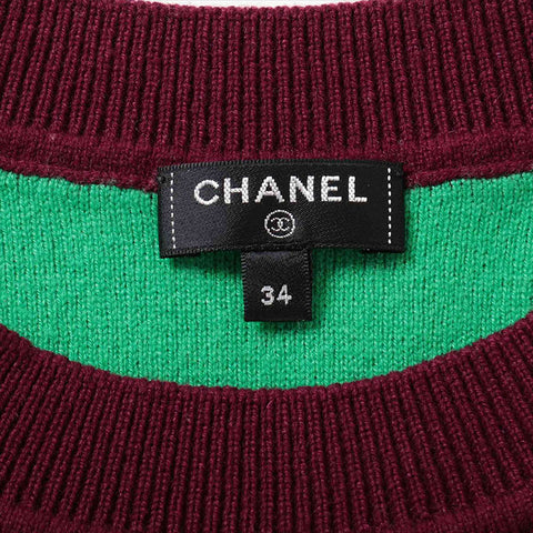 CHANEL Size:34 COCO Mark cashmere 21Stainless Steel knit purple WS15478