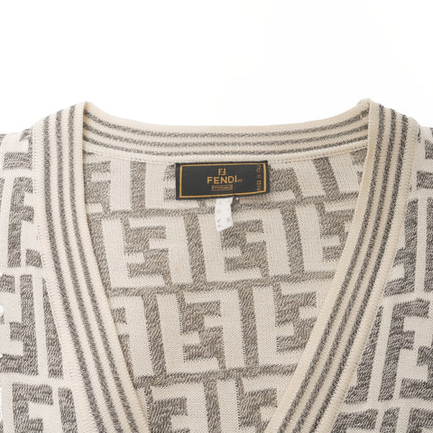FENDI Size: 36 Zucca pattern cotton cardigan White gray WS15480
