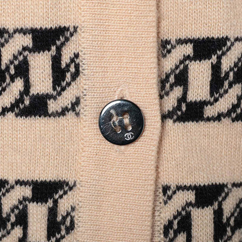 CHANEL Size:40 cashmere border logo 01A cardigan beige WS15482