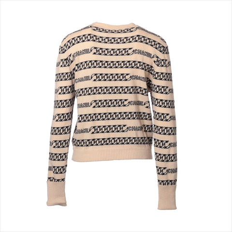 CHANEL Size:40 cashmere border logo 01A cardigan beige WS15482