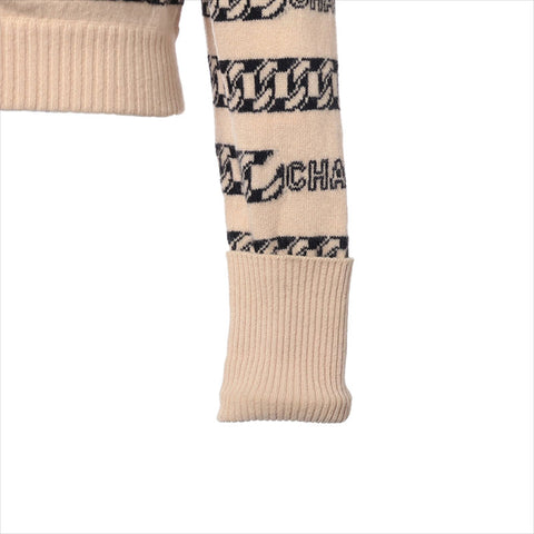 CHANEL Size:40 cashmere border logo 01A cardigan beige WS15482