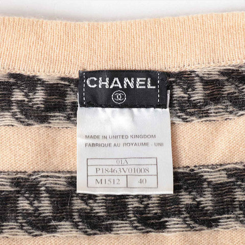 CHANEL Size:40 cashmere border logo 01A cardigan beige WS15482