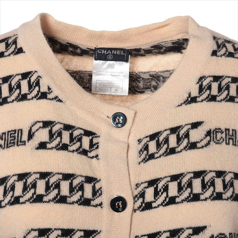 CHANEL Size:40 cashmere border logo 01A cardigan beige WS15482