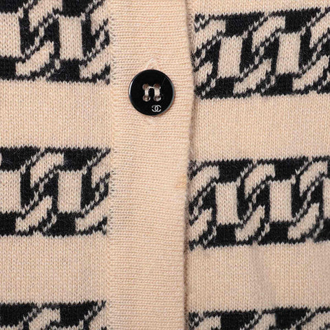 CHANEL Size:40 cashmere border logo 01A cardigan beige WS15482