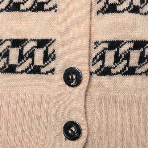 CHANEL Size:40 cashmere border logo 01A cardigan beige WS15482