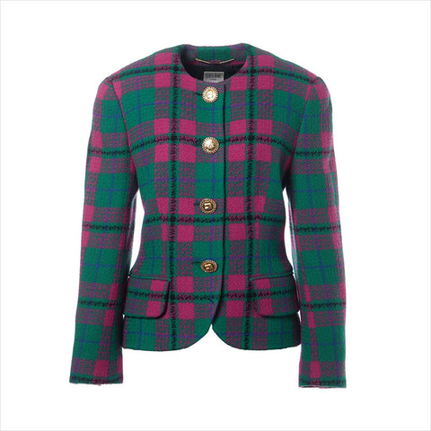 CELINE Check Gold Button Jacket green WS15483