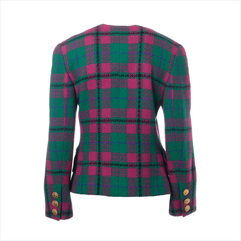 CELINE Check Gold Button Jacket green WS15483