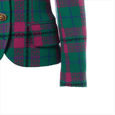 CELINE Check Gold Button Jacket green WS15483