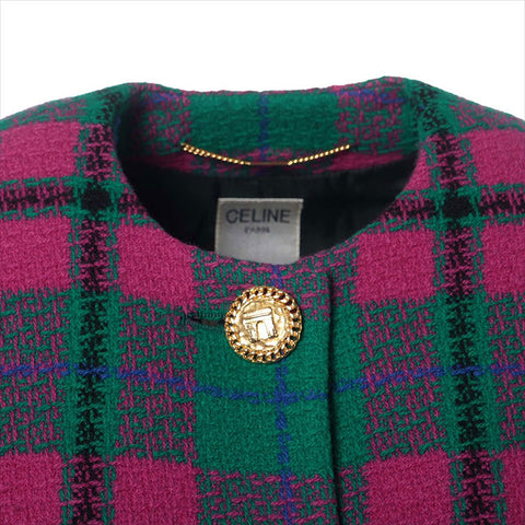 CELINE Check Gold Button Jacket green WS15483