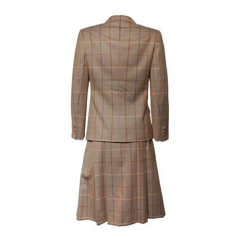 BURBERRY Size:7 Wool Check Suit Skirt suit Brown WS15485
