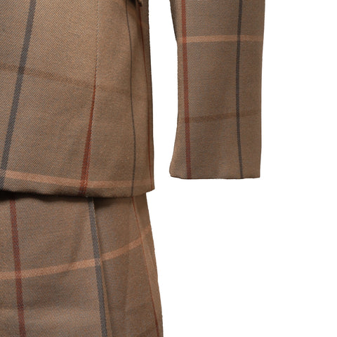 BURBERRY Size:7 Wool Check Suit Skirt suit Brown WS15485