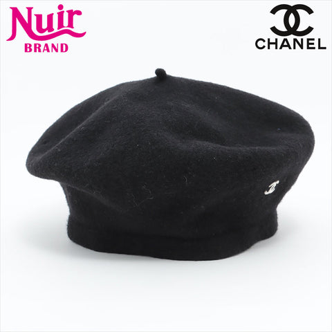 CHANEL COCO Mark embroidery beret black WS15490